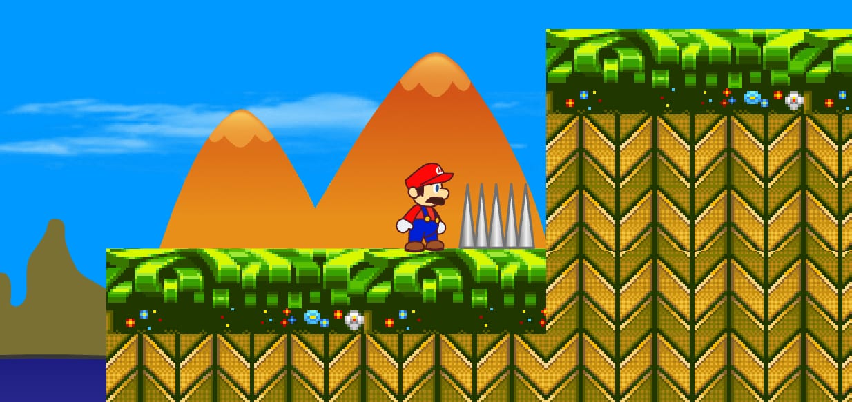 Juego de Mario en el mundo de Sonic